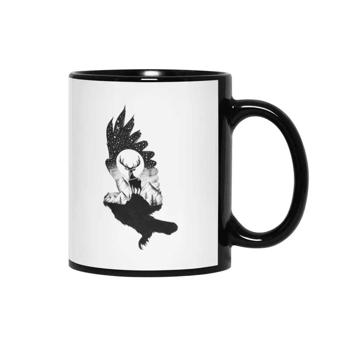 THE OWL AND THE DEER Siyah Kupa