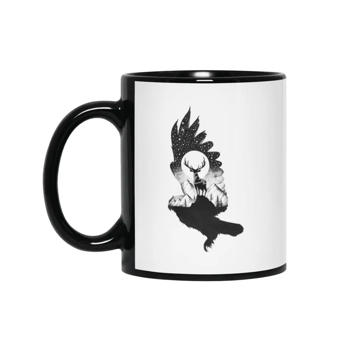 THE OWL AND THE DEER Siyah Kupa