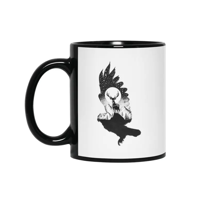 THE OWL AND THE DEER Siyah Kupa