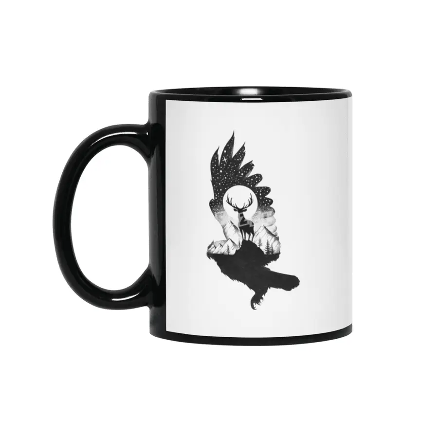 THE OWL AND THE DEER Siyah Kupa