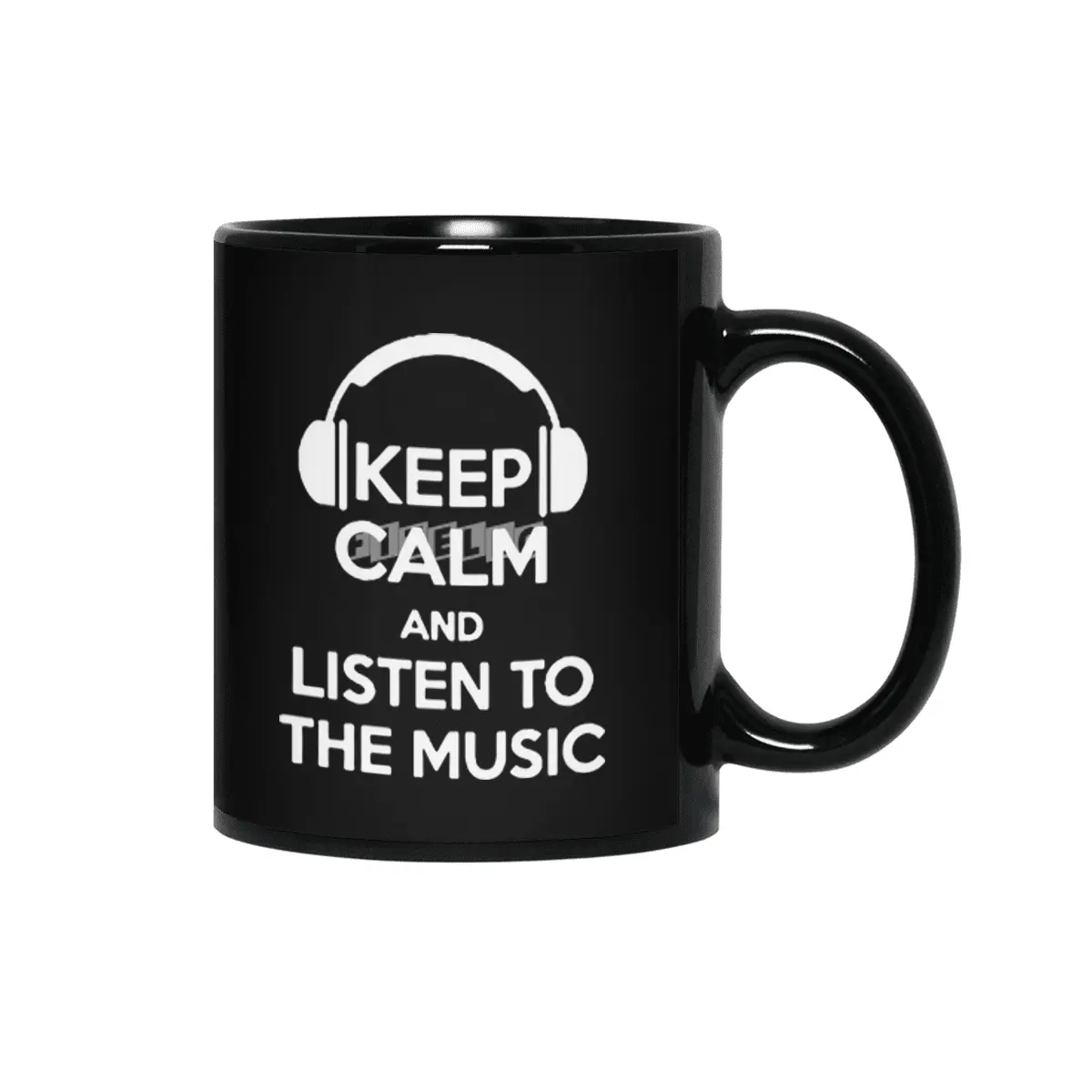 Keep calm and listen to the music humour logo Siyah Kupa