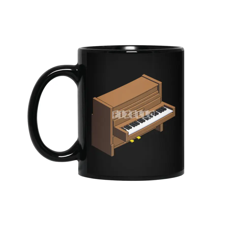 Classic wooden piano pixel art Siyah Kupa