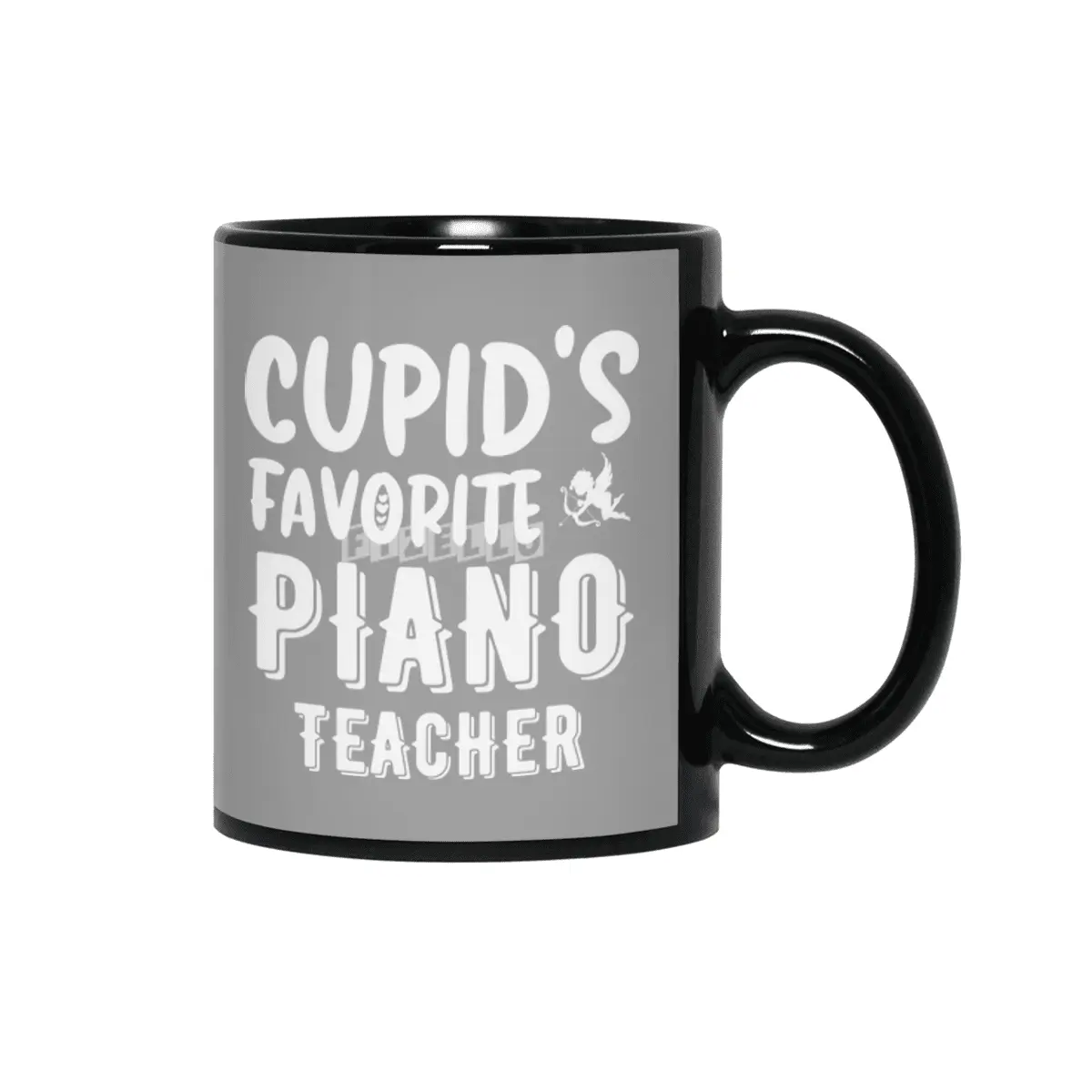 Cupid's Favorite Piano Teacher Valentines Day Gift Siyah Kupa