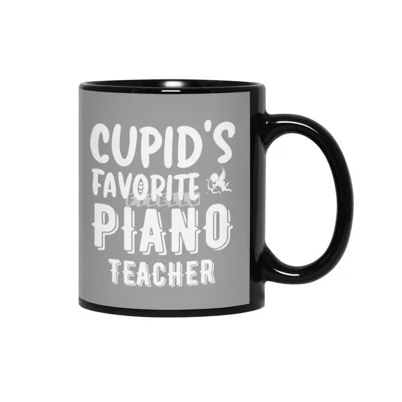 Cupid's Favorite Piano Teacher Valentines Day Gift Siyah Kupa
