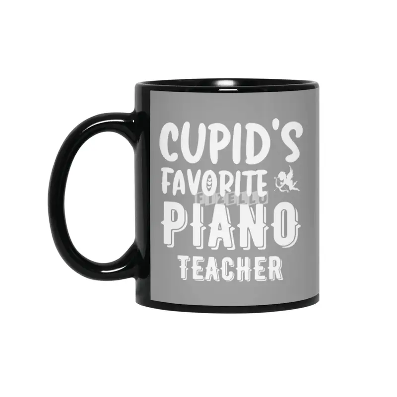 Cupid's Favorite Piano Teacher Valentines Day Gift Siyah Kupa