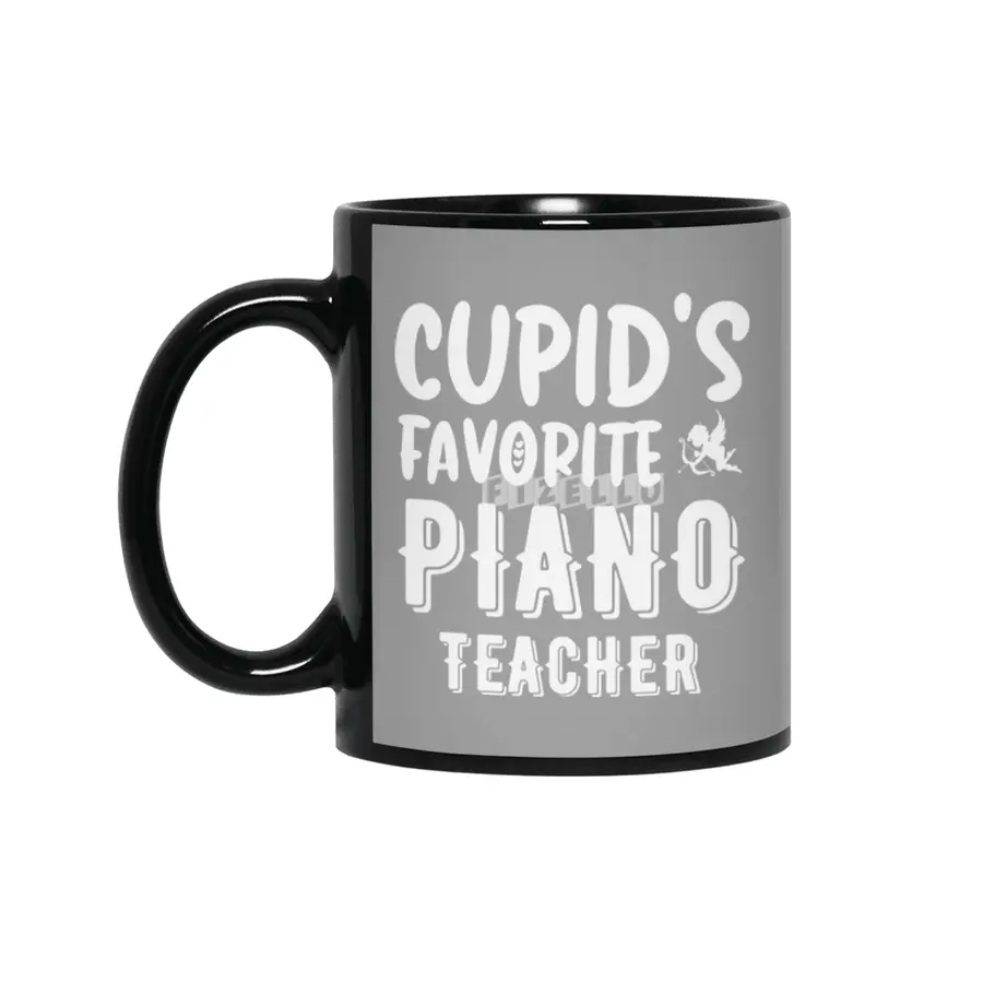 Cupid's Favorite Piano Teacher Valentines Day Gift Siyah Kupa