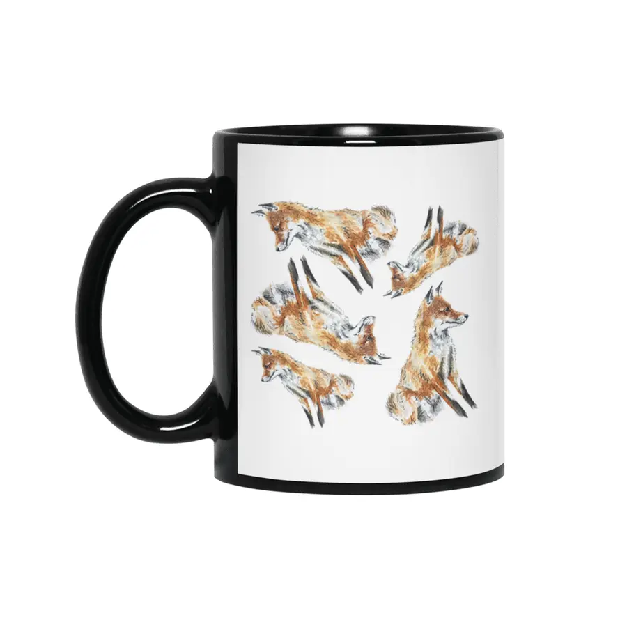 Fox - water colour - FoxyLoxy Siyah Kupa