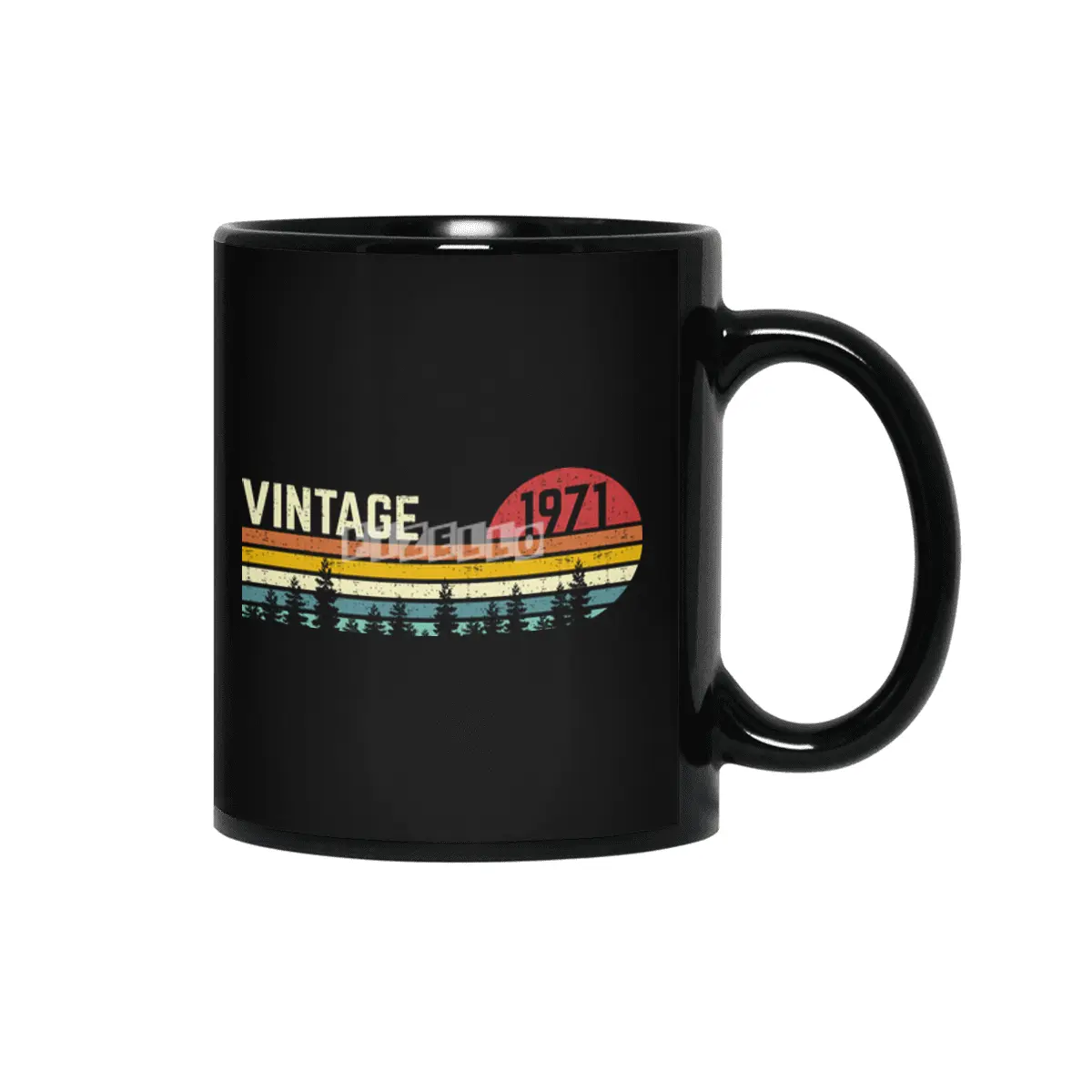 cool vintage sunset 1971 50th birthday 50 year old retro classic cute design distressed text Siyah Kupa