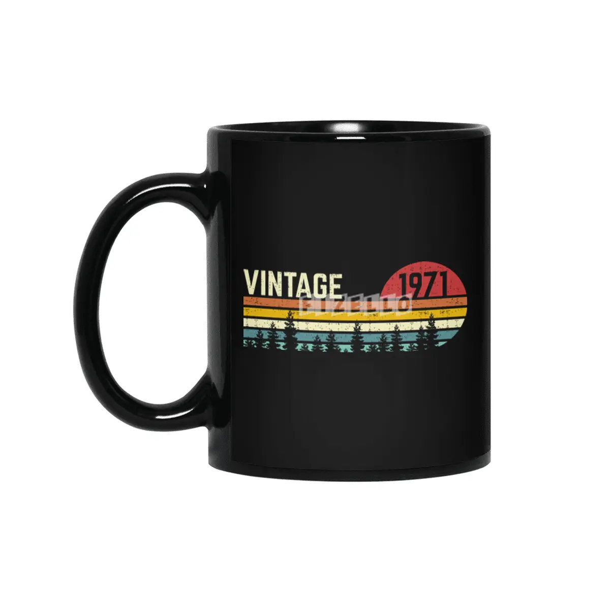 cool vintage sunset 1971 50th birthday 50 year old retro classic cute design distressed text Siyah Kupa
