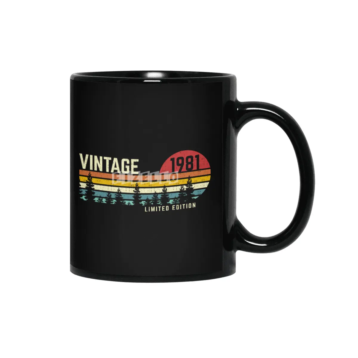 cool vintage sunset 1981 limited edition 40th birthday 40 year old retro classic cute design Siyah Kupa