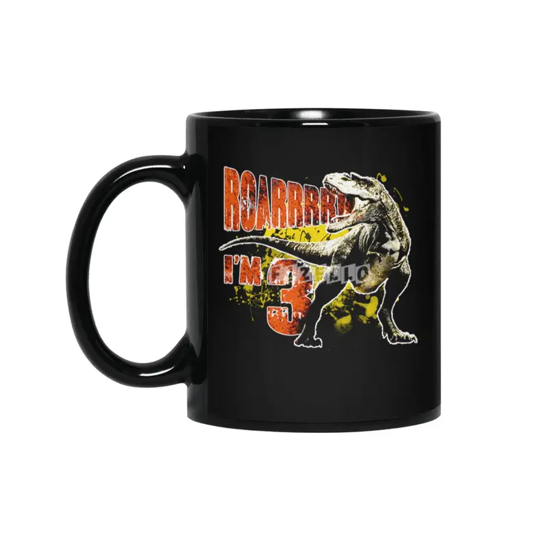 3rd Birthday Gift 3 Year Old Boys Dinosaurs Birthday Present Siyah Kupa