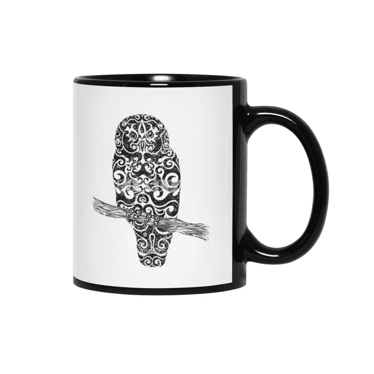 Swirly Owl Siyah Kupa