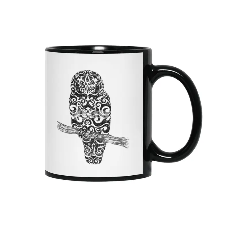 Swirly Owl Siyah Kupa