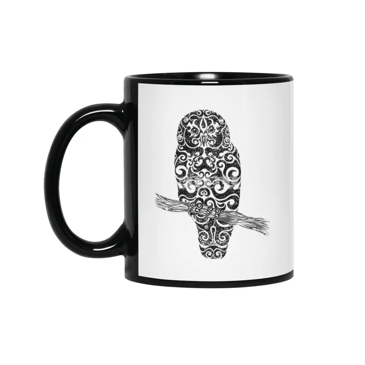 Swirly Owl Siyah Kupa