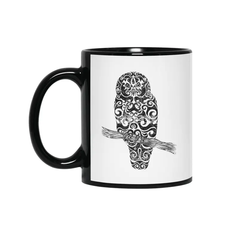 Swirly Owl Siyah Kupa