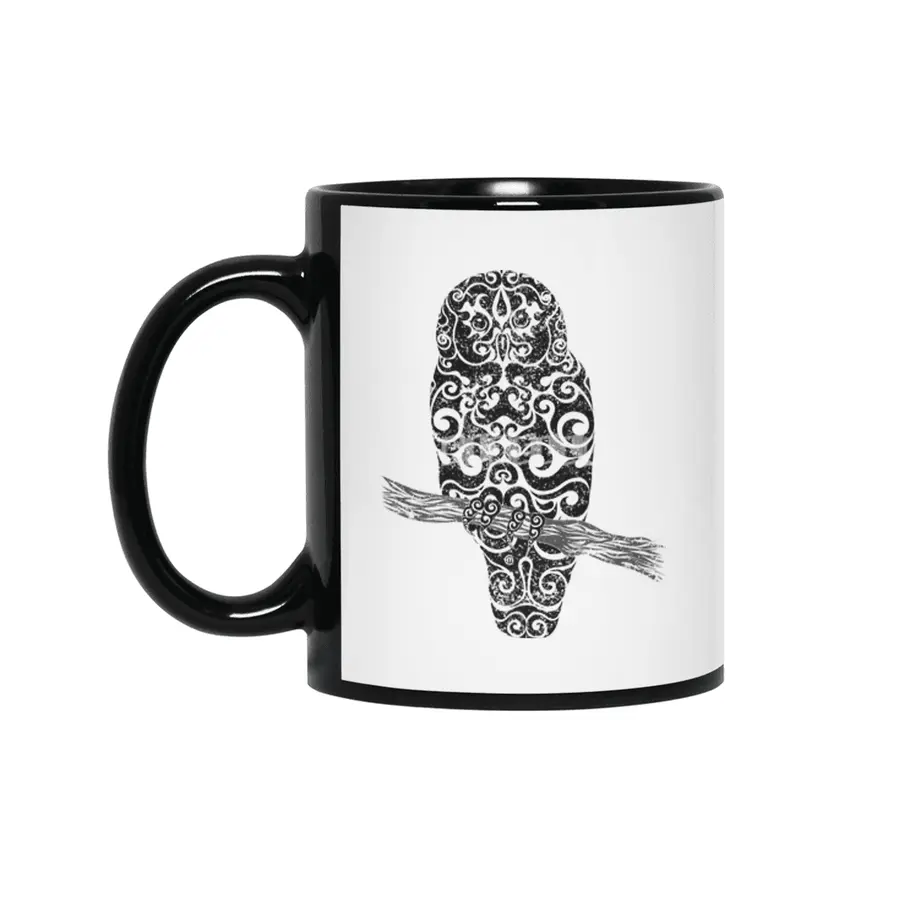 Swirly Owl Siyah Kupa