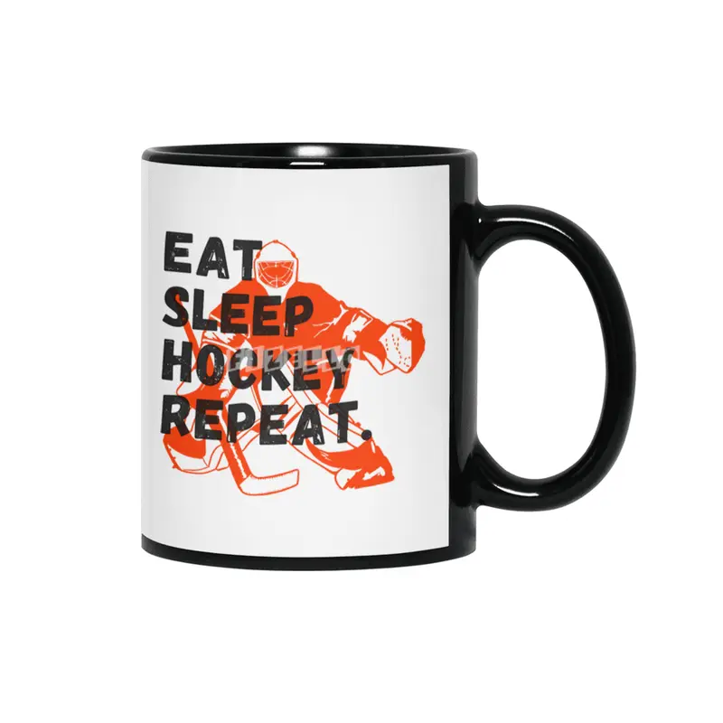 vintage distressed eat sleep ice hockey repeat sports lovers, players, fans and coaches graphic Siyah Kupa