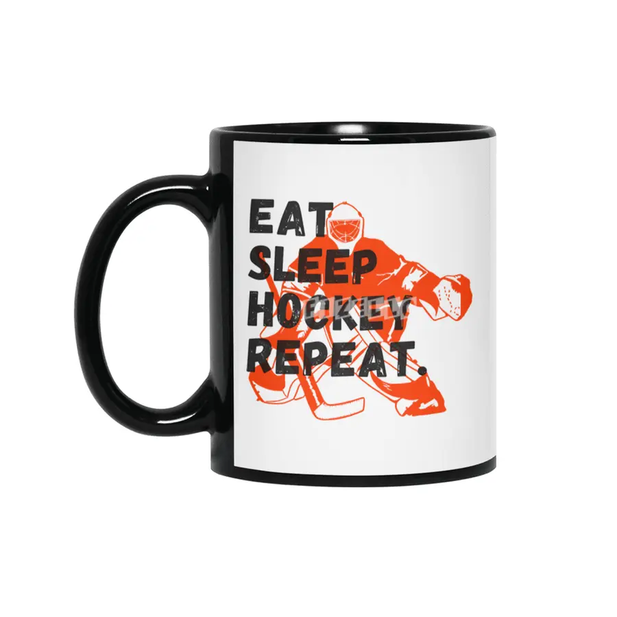 vintage distressed eat sleep ice hockey repeat sports lovers, players, fans and coaches graphic Siyah Kupa