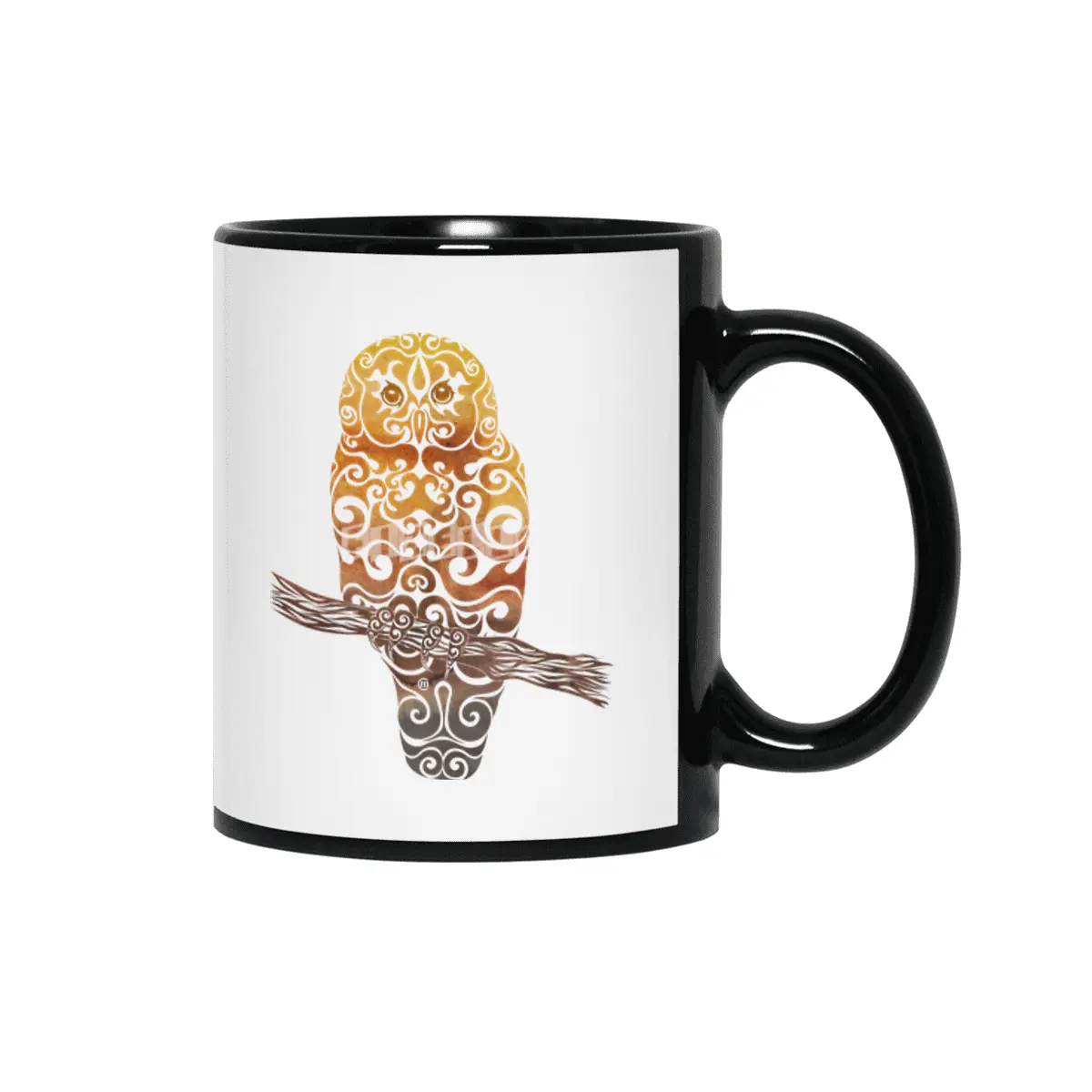 Swirly Owl Siyah Kupa