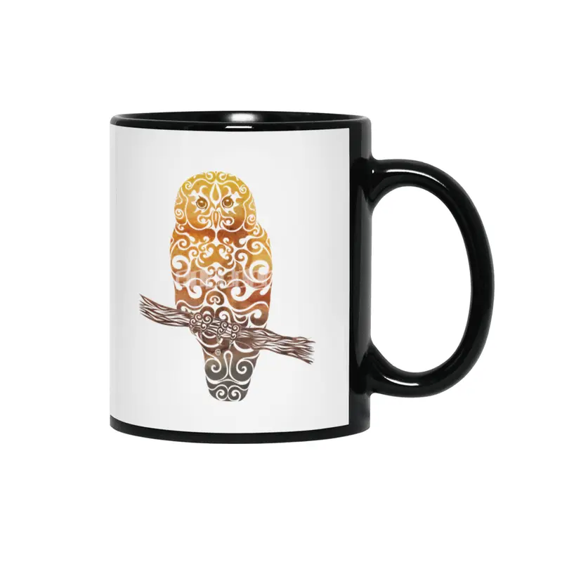 Swirly Owl Siyah Kupa