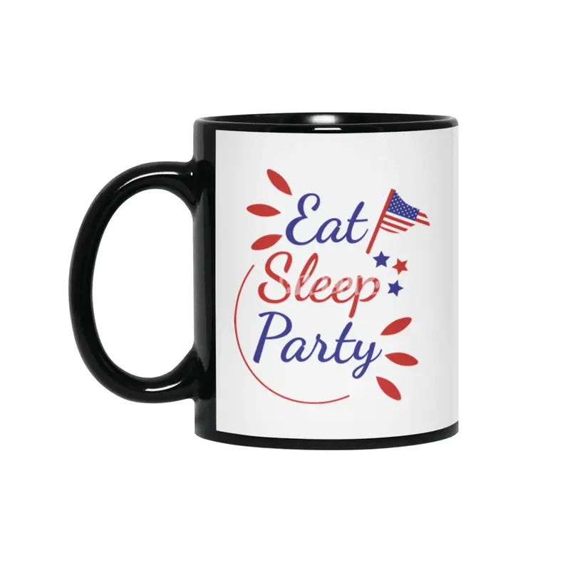 Gorgeous Eat Sleep Party Siyah Kupa