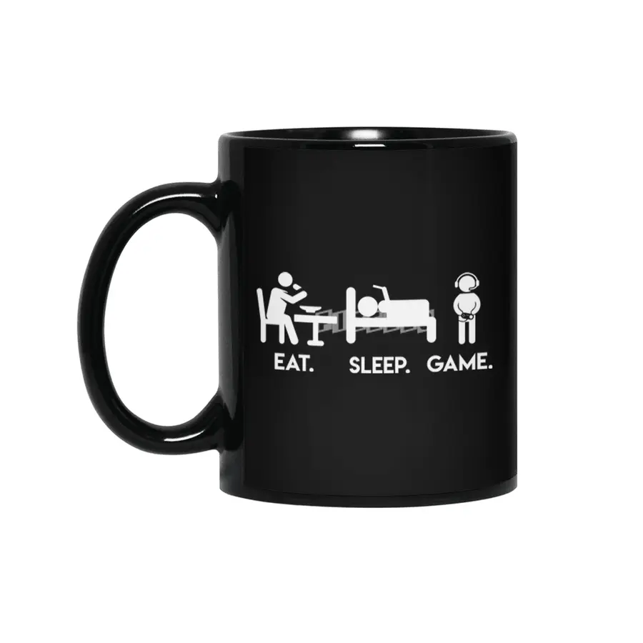 GAMERS LIFE  Funny Eat Sleep Game Video Gamer  Great Gaming Gift Siyah Kupa