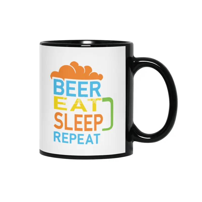 Beer Eat Sleep Repeat Siyah Kupa
