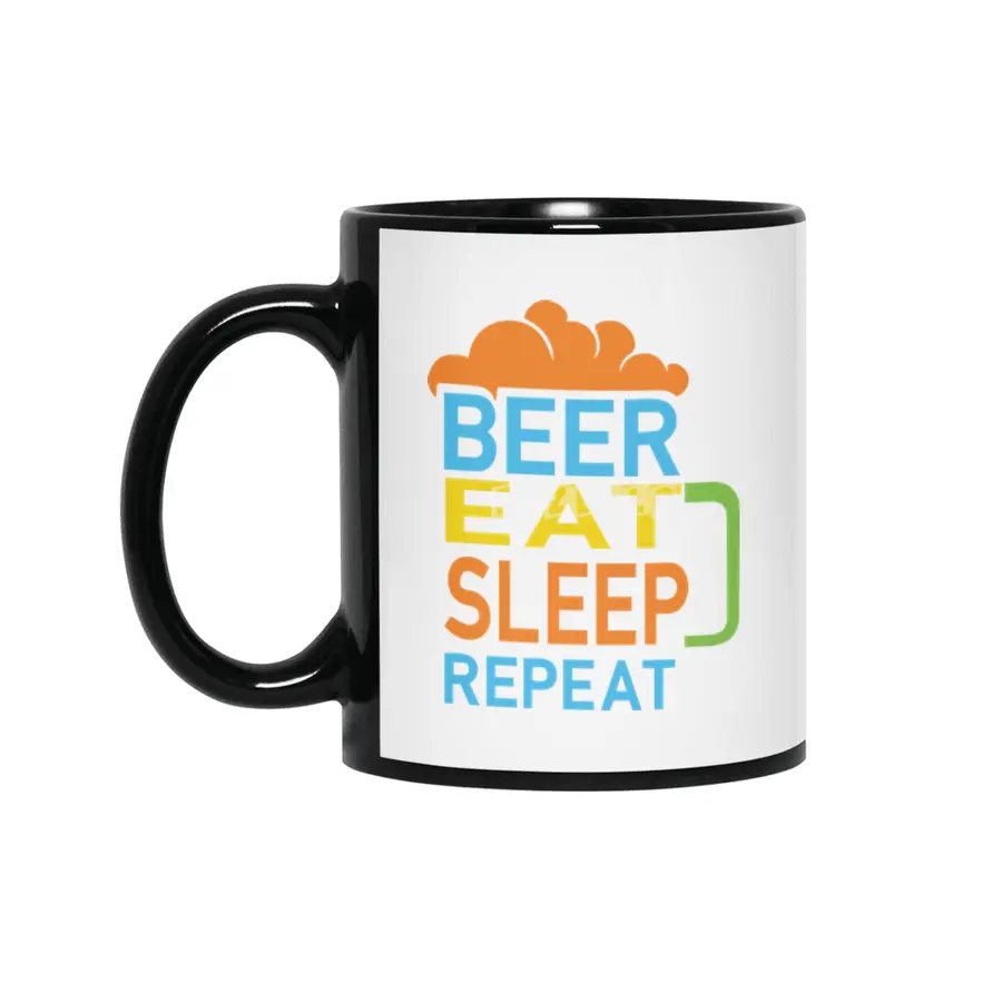 Beer Eat Sleep Repeat Siyah Kupa