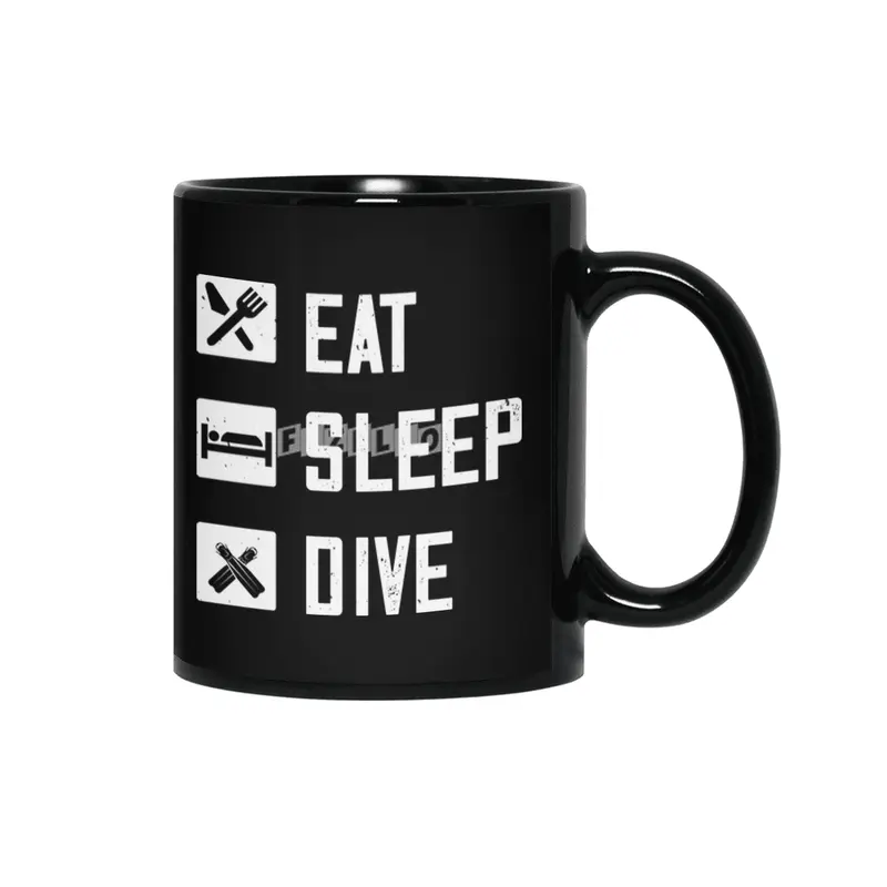 Diving - Eat Sleep Dive Siyah Kupa