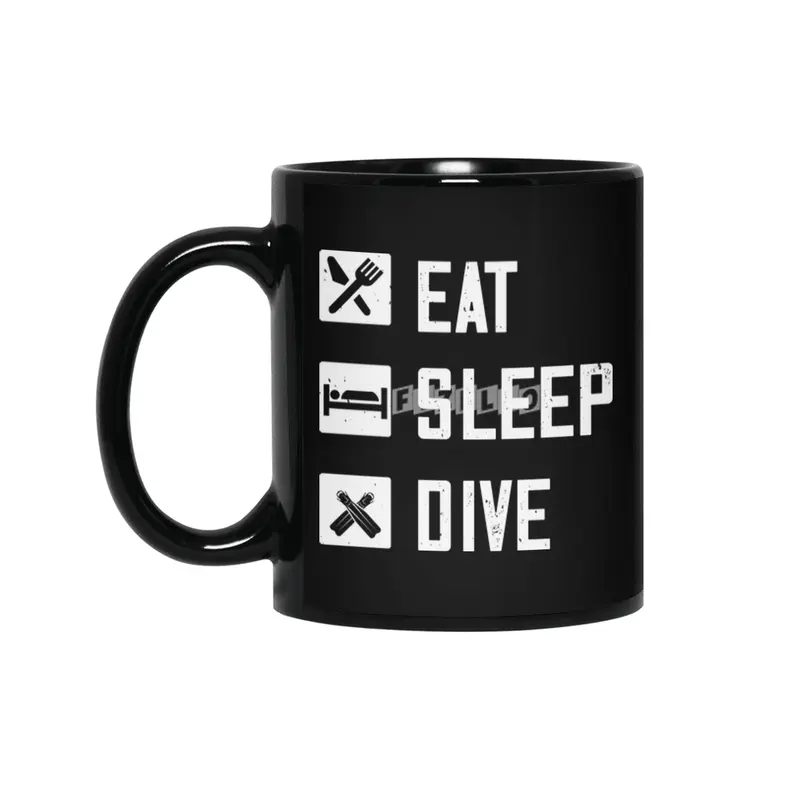 Diving - Eat Sleep Dive Siyah Kupa