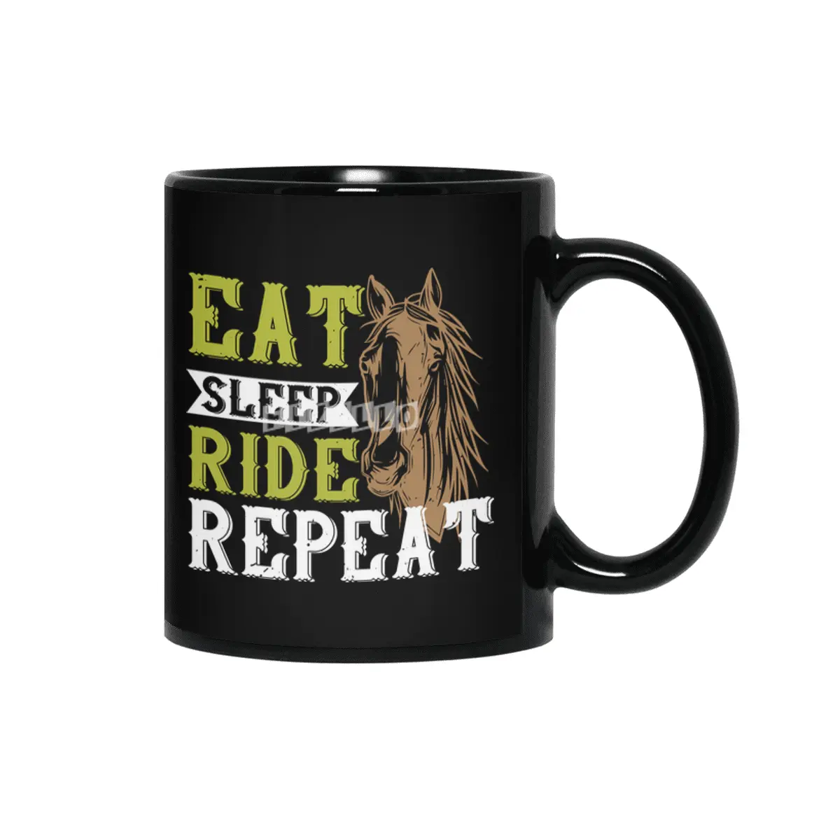 Horse - Eat Sleep Ride Repeat Siyah Kupa