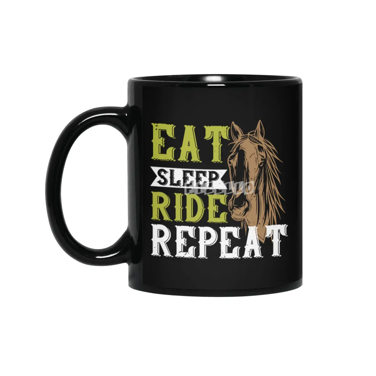 Horse - Eat Sleep Ride Repeat Siyah Kupa