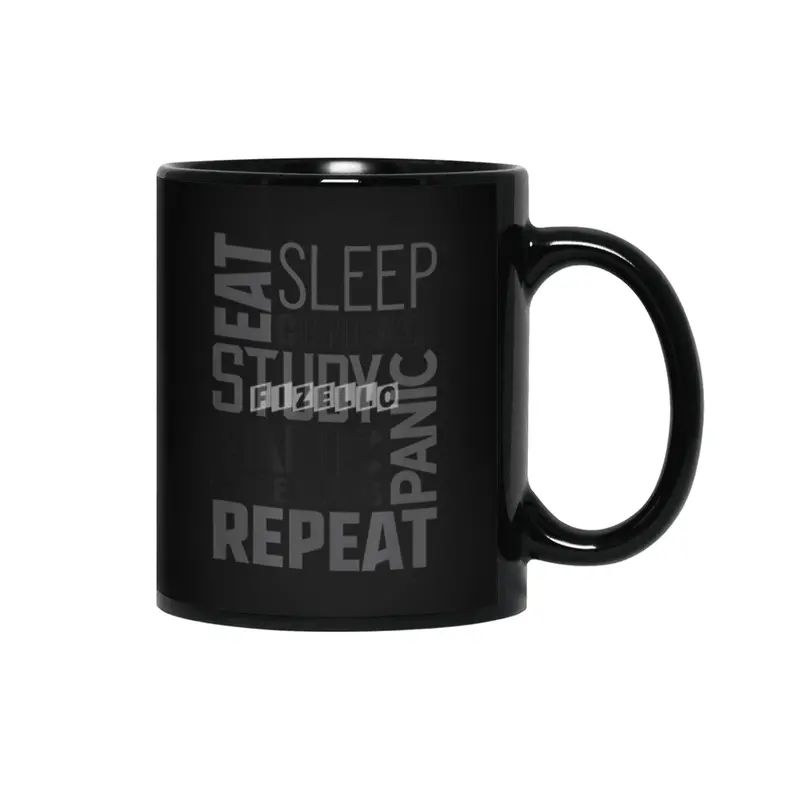 Funny School Nurse Shirts Eat Sleep Repeat Nursing Students Siyah Kupa