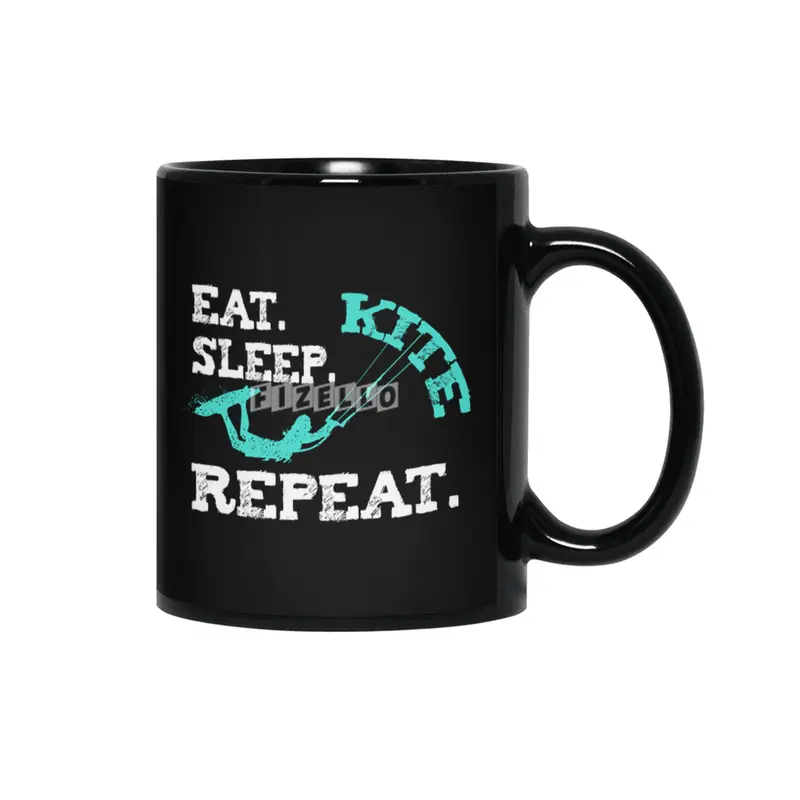 Kiteboarding Eat Sleep Kite Siyah Kupa