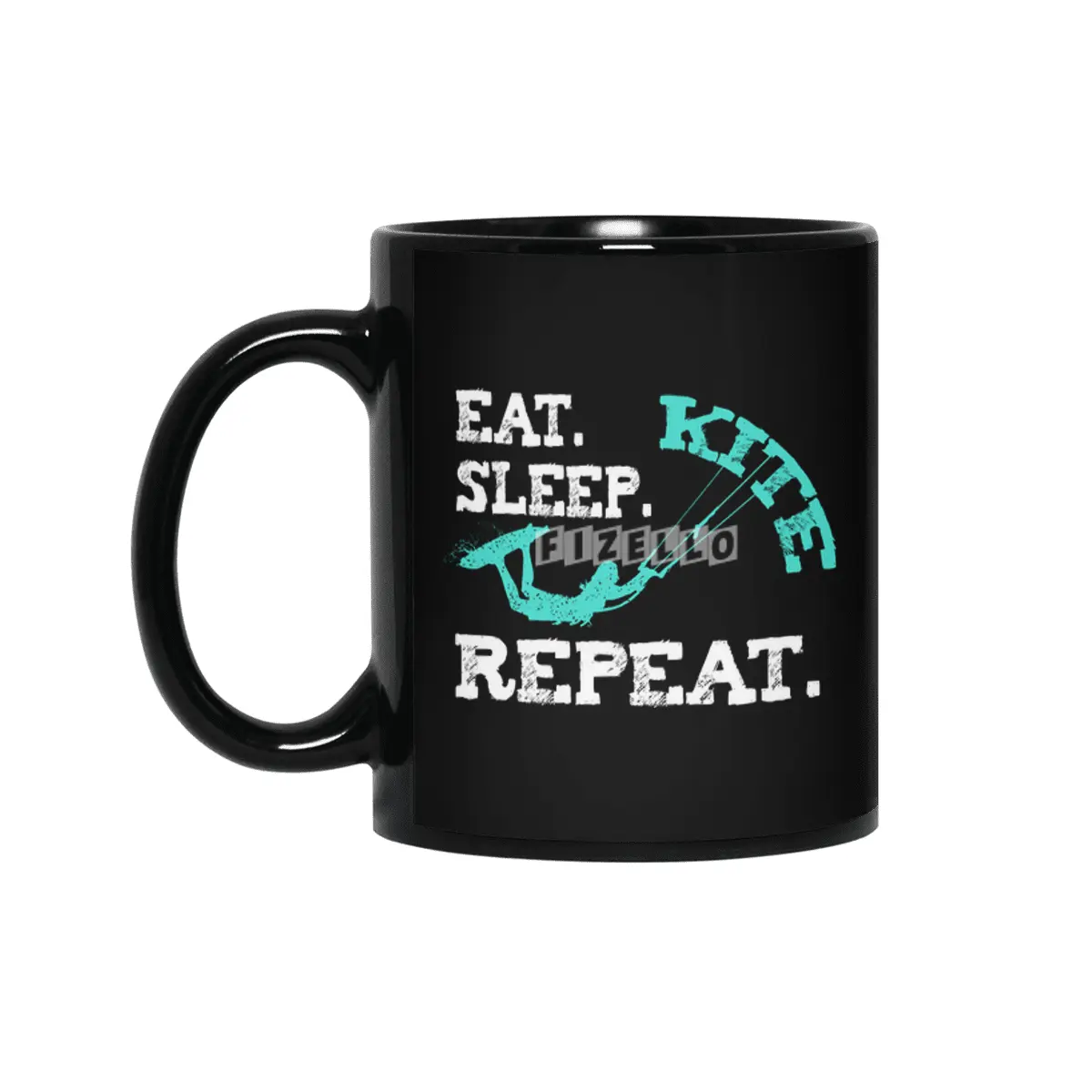 Kiteboarding Eat Sleep Kite Siyah Kupa