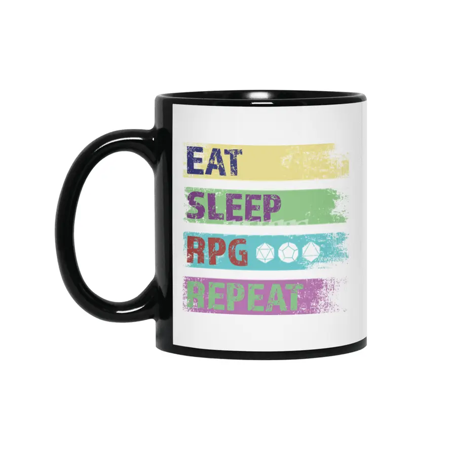RPG - Eat Sleep RPG Repeat Geeky Gamer Siyah Kupa