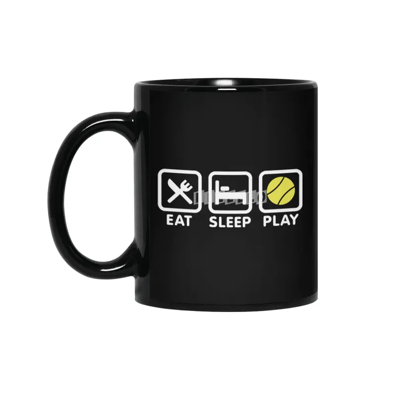 Funny Tennis Player Retro Sport Eat Sleep Tennis Siyah Kupa