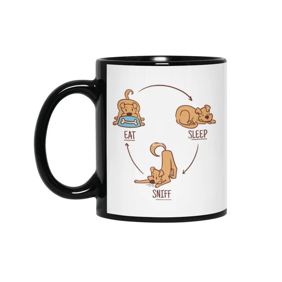 Dog Life Cycle | Eat Sleep Sniff Repeat Siyah Kupa