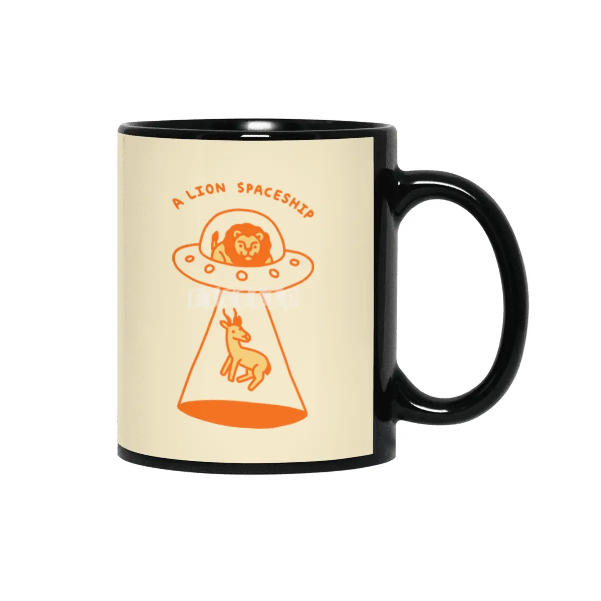 A Lion Spaceship Siyah Kupa