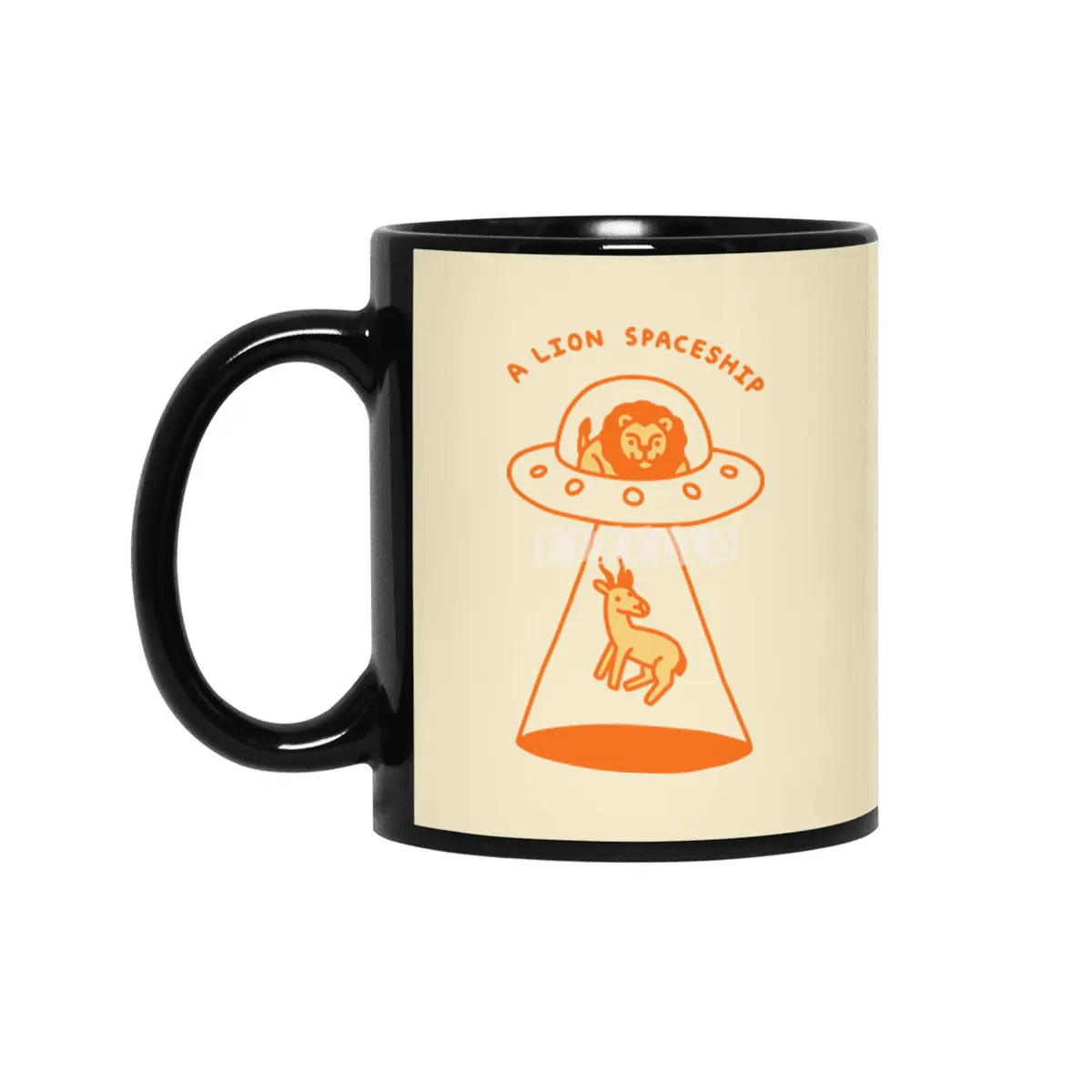 A Lion Spaceship Siyah Kupa