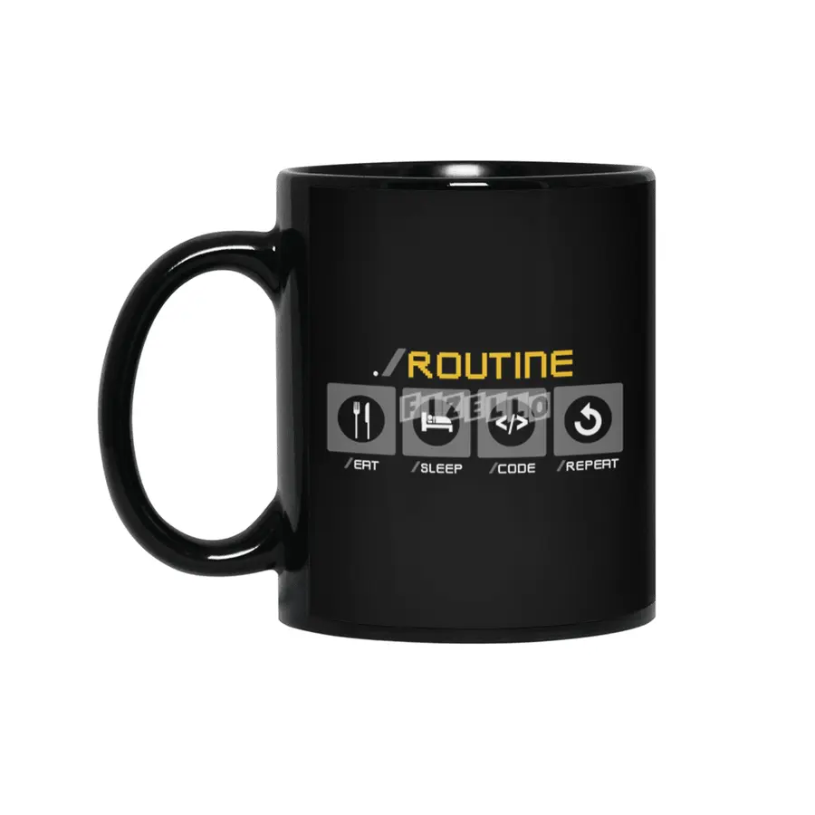 Programmer Routine Eat Sleep Code Repeat Siyah Kupa