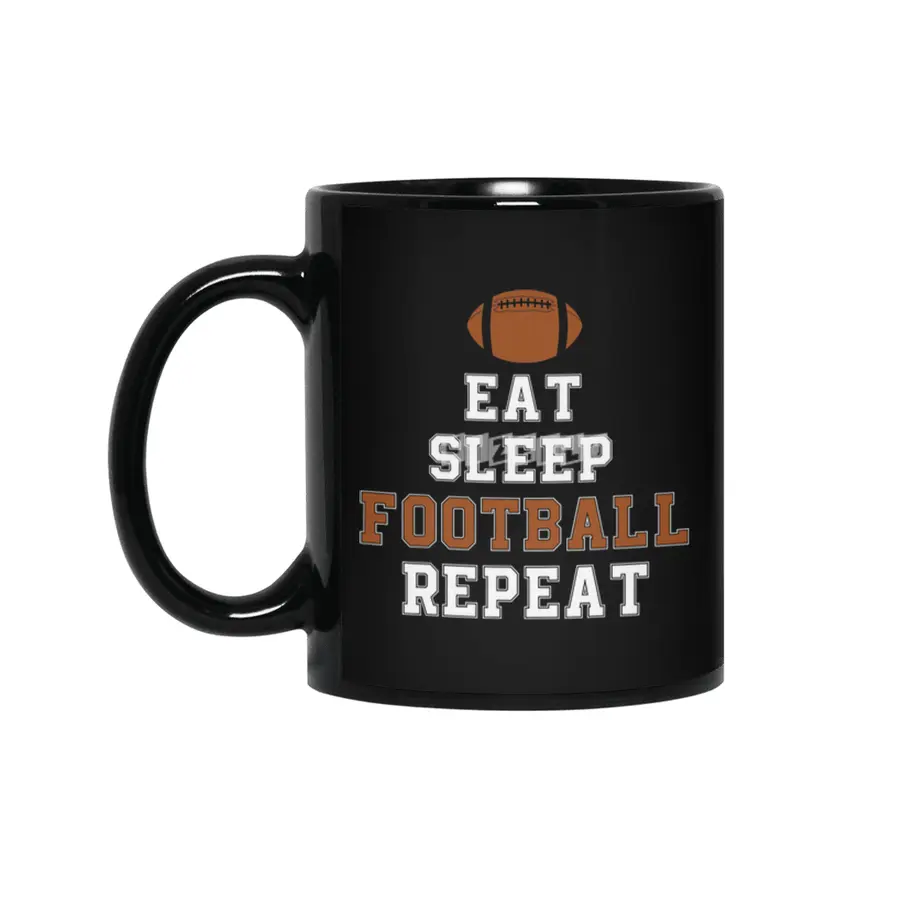 Football Player Eat Sleep Football Repeat Love Football Siyah Kupa