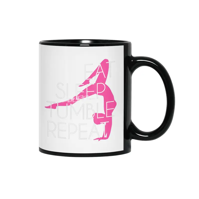 Funny Gymnast Gift Eat Sleep Tumble Repeat Siyah Kupa