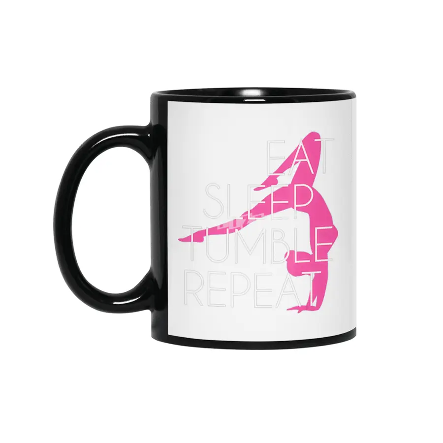 Funny Gymnast Gift Eat Sleep Tumble Repeat Siyah Kupa