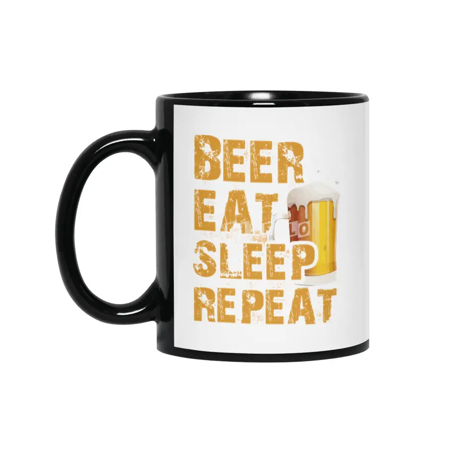 Beer Eat Sleep Repeat Siyah Kupa