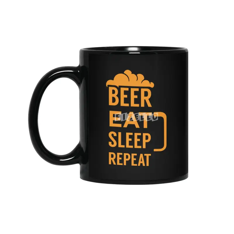 Beer eat sleep repeat Siyah Kupa