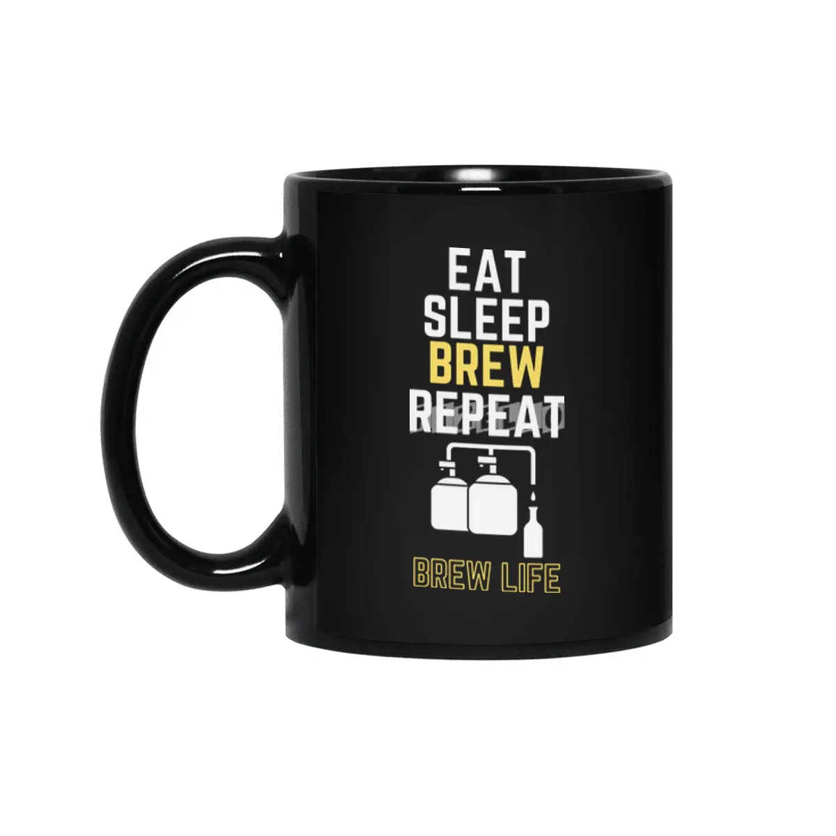 Brew Life: Eat Sleep Brew Repeat (invert) Siyah Kupa