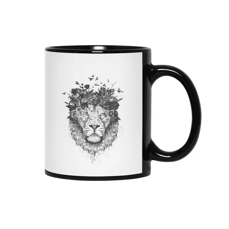 Floral lion Siyah Kupa