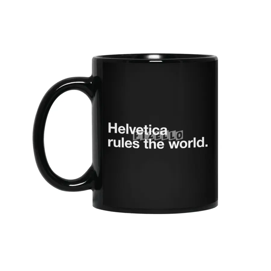Helvetica Rules the World (black) Siyah Kupa