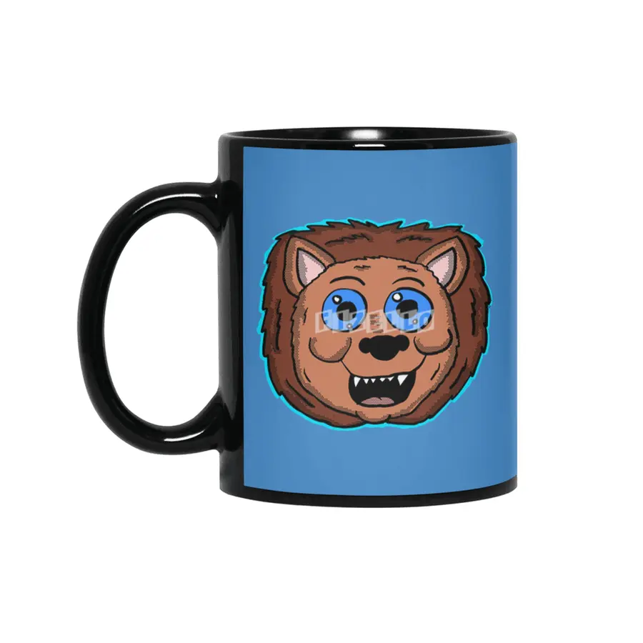 Cartoon Lion Head Siyah Kupa